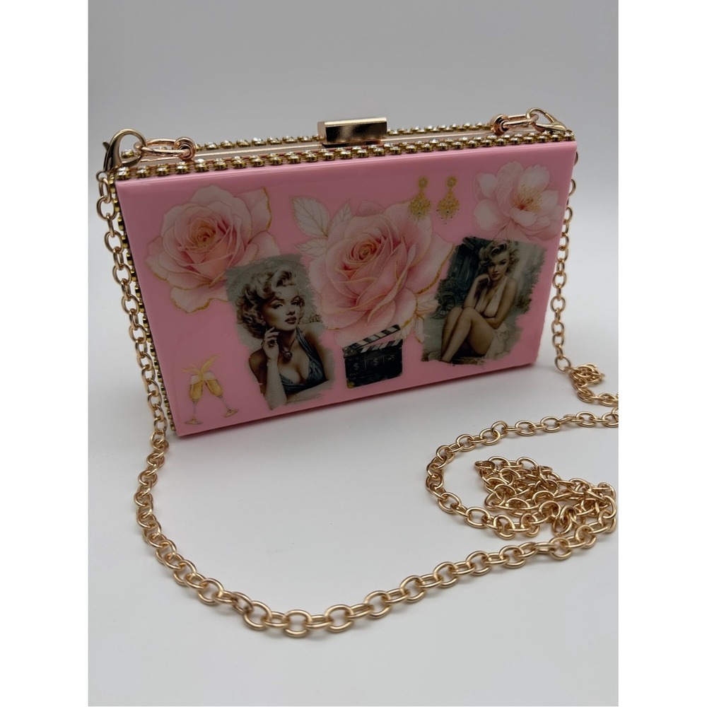 Pink Acrylic Box Crossbody Shoulder Bag Purse - Picture 3 of 9